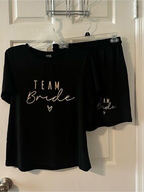 Team Bride Black Lounge Set with Gold Script